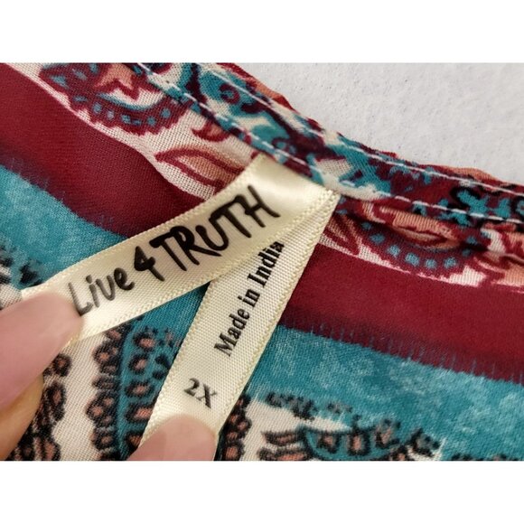 Live 4 Truth 2X Paisley Sleeveless High Low Scheer Top Metal Detail Boho India - Picture 2 of 10